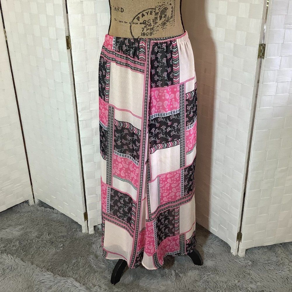 kim rogers floral patchwork midi skirt size small